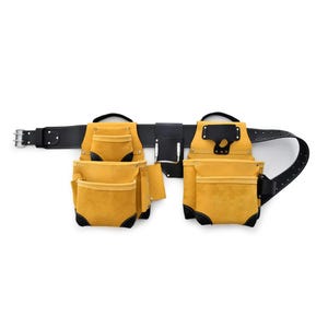 Full Grain Leather Tool Belt: 17-Pocket Framer&#39;s Combo, Adjustable