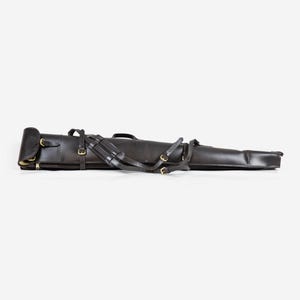 Personalized Dark Brown Double Leather Shotgun Slip, Gift For Hunters, leather shotgun case, Archery Gift, Rifle case, Hunting Shooting trap