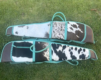 Estuche acolchado para escopeta de piel de vaca personalizado, regalo de Navidad, estuche personalizado para cazadores, para tiro al plato.