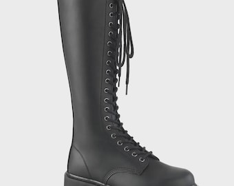 Handgemaakte zwart lederen gevechtslaarzen militaire stijl veterschoenen voor mannen cadeau duurzame werkkleding buitenschoenen zware laars cadeau voor hem