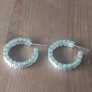 Silver Plated Woven Mesh Hoop Earrings Women Elegant Fashion Jewellery