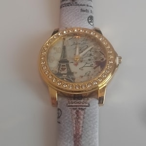 Eiffel Tower Watch Fashion PU Leather Quartz Watch Diamond Bezel Paris Fashion