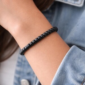 8mm Wood Bead Bracelet, Unisex Rondelle Style, Yoga Meditation Surfer Design, Blue image 6