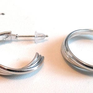 Triple Silver Statement Hoop Earrings: Chunky Scandinavian Art Design