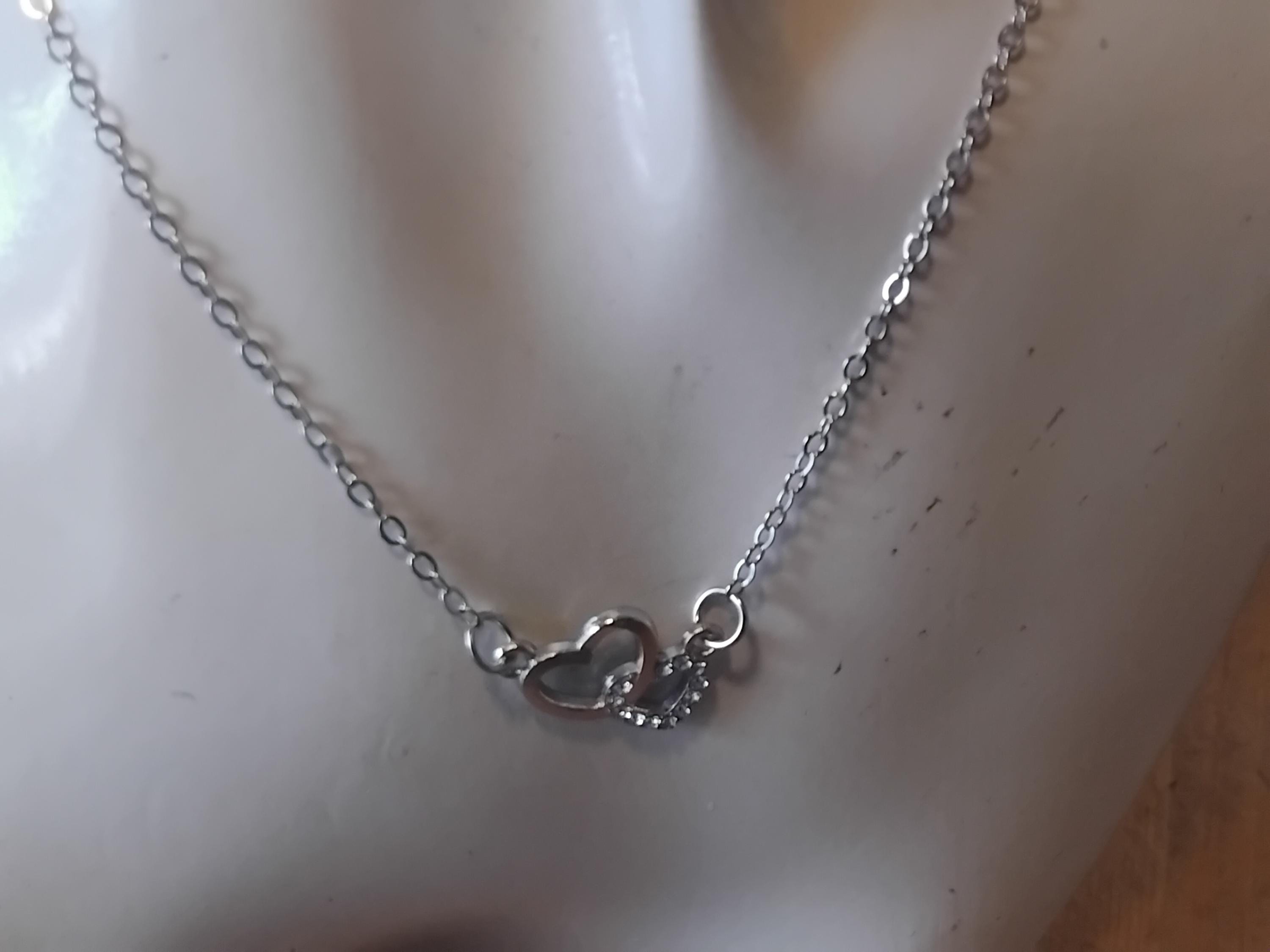 Sterling Silver Double Heart Necklace • Interlocking Pendant - Etsy