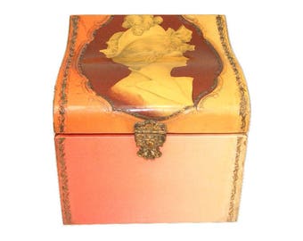 Antique Victorian Collar Box. Rare Roll Top Celluloid Dresser Box. Edwardian Collar Box. Vintage Home Decor. Wooden Trinket or Jewelry Box.