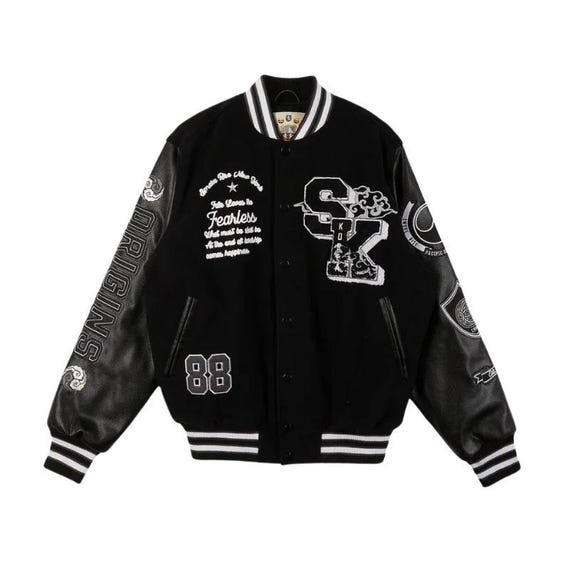 Men's Smoke Rise Seoul Black Varsity Jacket - Etsy Men's Smoke Rise Seoul Black Varsity Jacket - Etsy