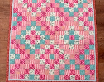 Patchwork Baby Quilt Pink & Blue