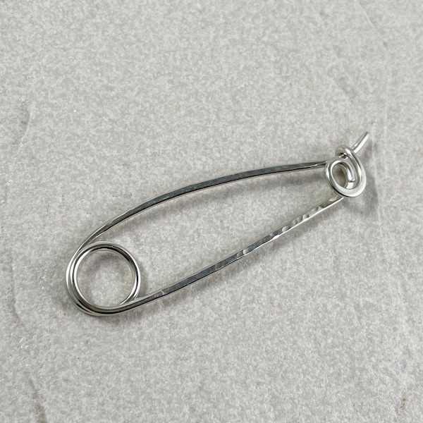 Minimalist Silver Pin, 14 Gauge 2.25", Sturdy, Scarf, Sweater, Shawl, Cardigan Pin