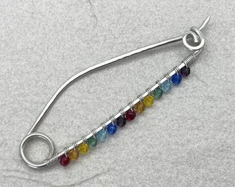 Regenboog zilveren sjaal, sjaal, trui, vest pin, 12 gauge