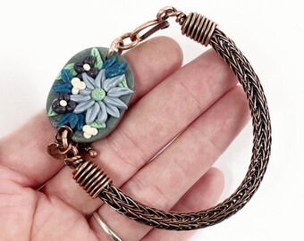 Floral link armband, Viking gebreide koperen armband