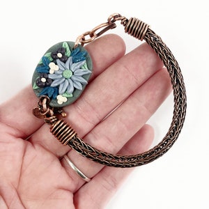 Floral Link Bracelet, Viking Knit Copper Bracelet image 1