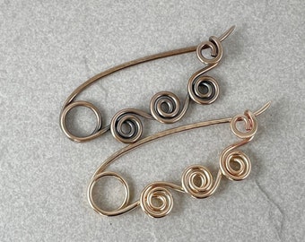 Bronze Pin, 14 gauge, Solid Metal, Wire Wrapped, Smaller Size Pin