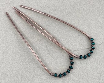 Copper Hair Pin, 10 Gauge, 1 5/8" Wide Version, Wire Wrapped, 25 Colour Options