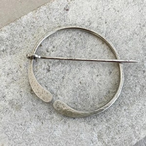Silver Penannular Shawl, Scarf, Sweater, Pin, Viking Pin, Circle Shaped Pin, Available in 4 different sizes
