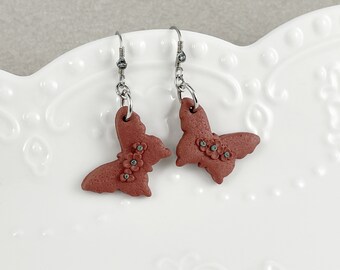 Butterfly Earrings, Light Weight Clay Earrings