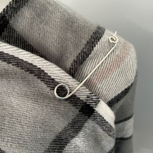 Minimalist Silver Pin, 12 Gauge 3.5", Bright or Antique Silver, Sturdy, Scarf, Sweater, Shawl, Cardigan Pin