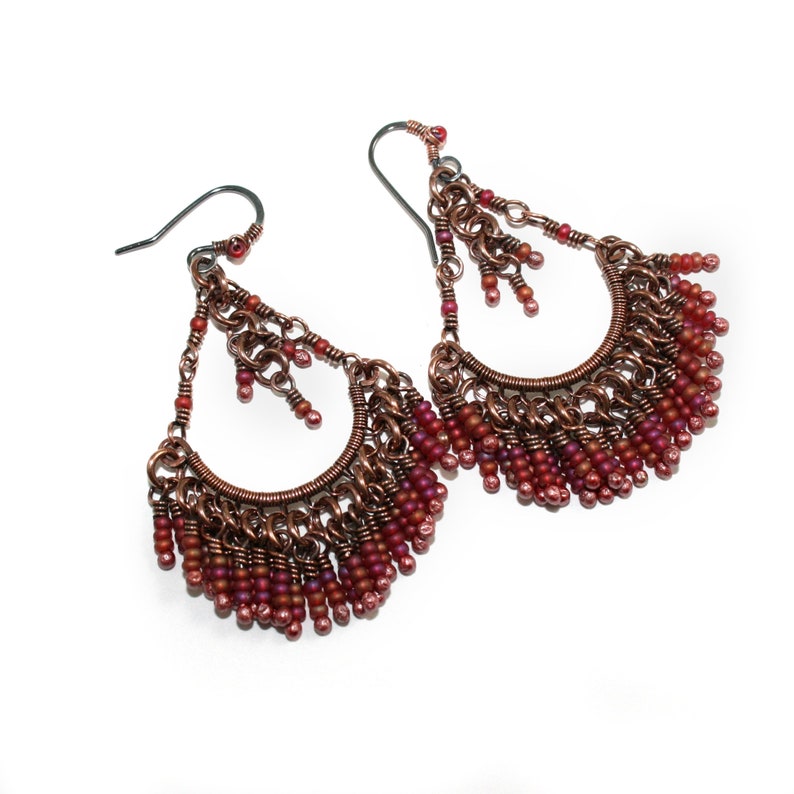 Pink Chandelier Earrings Fuchsia Dark Wire
