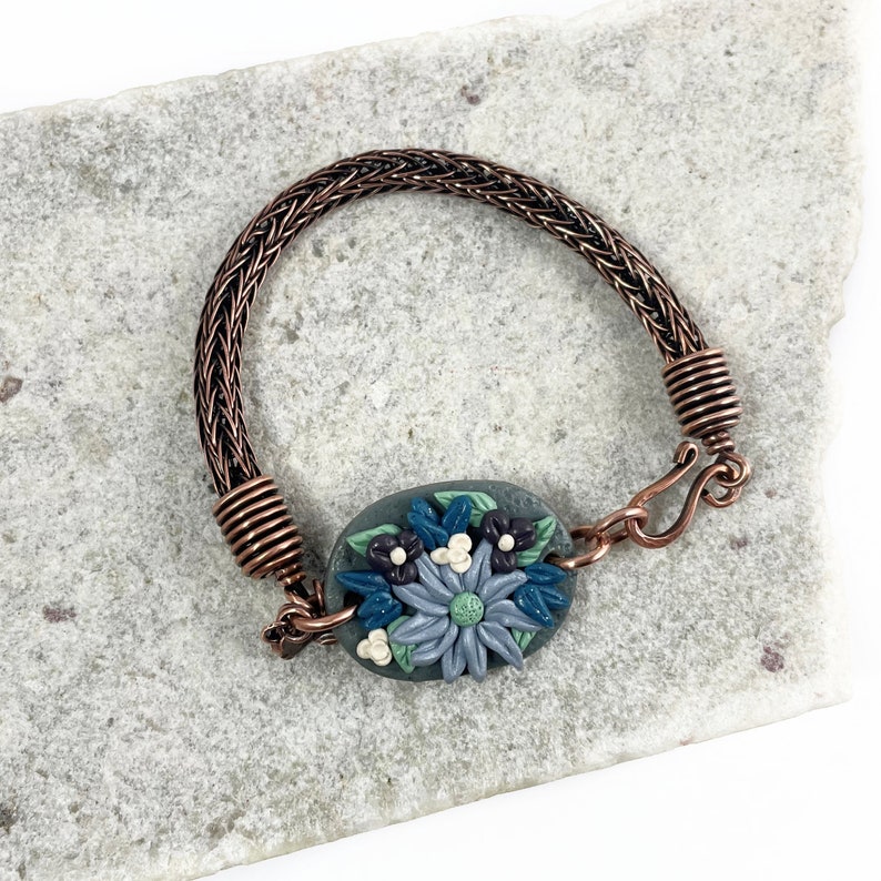 Floral Link Bracelet, Viking Knit Copper Bracelet image 3