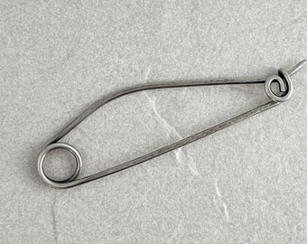 Minimalist Silver Pin, 12 Gauge 3.5", Bright or Antique Silver, Sturdy, Scarf, Sweater, Shawl, Cardigan Pin