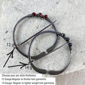 Châle penannular argenté, écharpe, pull, épingle, épingle viking, épingle en forme de cercle, disponible en 4 tailles différentes image 8