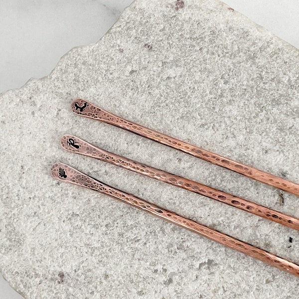 Custom Letter Copper Hair Stick, Pin, 8 Gauge, Minimalist, Simple Pin for Hair