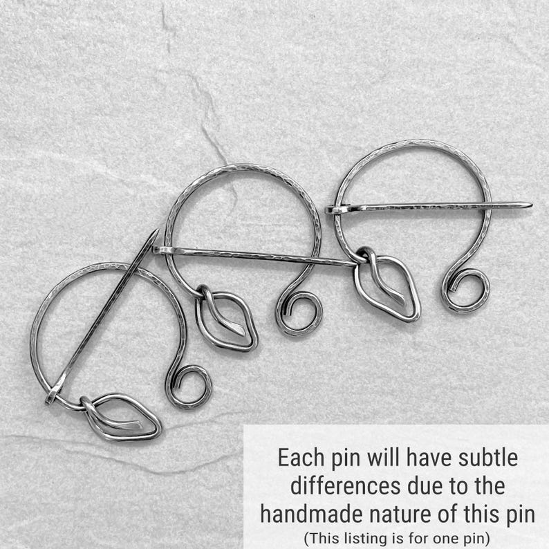 Leaf Penannular Shawl Pin, 2 Metal Options Antique Copper, Antique