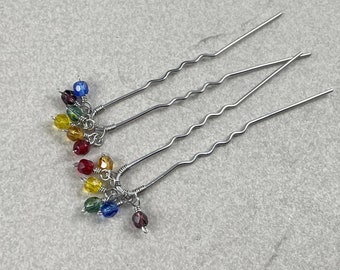 Stainless Steel Hair Pin, Sturdy Small Sized, Wire Wrapped, Handmade, 25 Colour Options