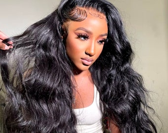 360 Full Lace 100% Human Hair Wig - Pre Plucked Body Wave HD Lace Brazilian Hair 200 Density for Black Women