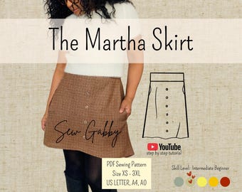 Easy Skirt Sewing Pattern – Beginner Friendly, Flat Front, Elastic Waist (PDF Pattern)