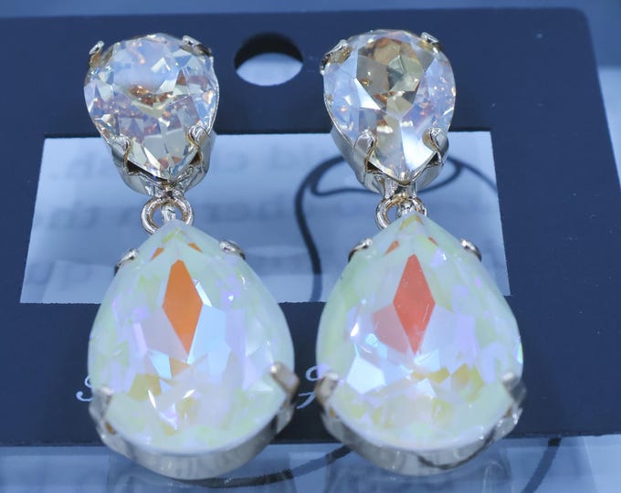 18k Gold Austrian Crystal Bridal Chandelier Earrings – Tassel Design Healing Jewelry for Luxurious Weddings