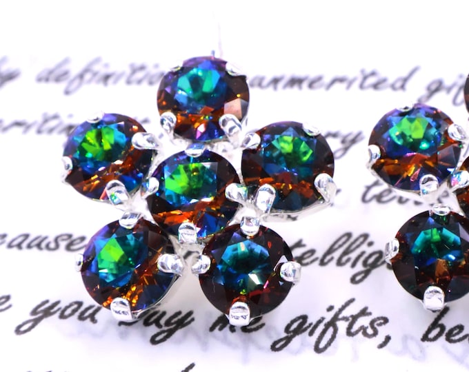 Flower Icelandic aurora Drop Earrings: Austrian Crystal Bridal Jewelry