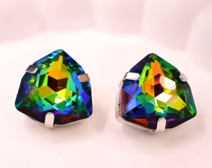 Austrian Black Aurora Crystal Chandelier Earrings: Bride and bridesmaids Wedding Jewelry