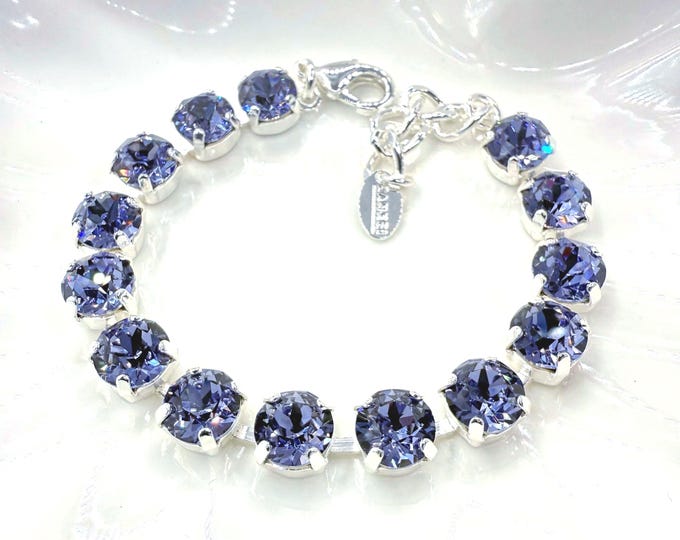 Grape Purple Austrian Crystal Bracelet,suitable for bridal jewelry and bridesmaid gifts,adjustable length