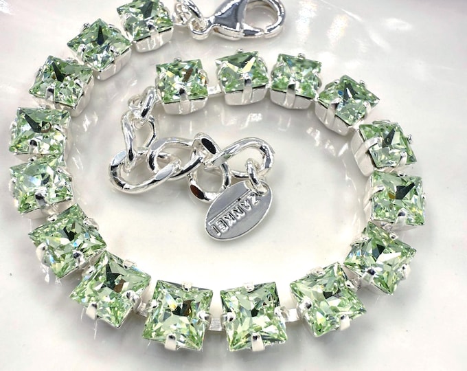 Austrian Crystal Bracelet:Noble Olive Green,Adjustable Bridal Jewelry