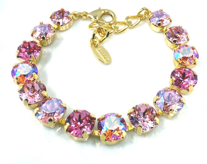 Vintage Rose Austrian Crystal Bracelet - 18k Gold Plated Adjustable Bridal Jewelry