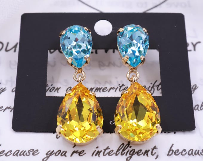 18k Gold Austrian Crystal Bridal Chandelier Earrings – Tassel Design Healing Jewelry for Luxurious Weddings