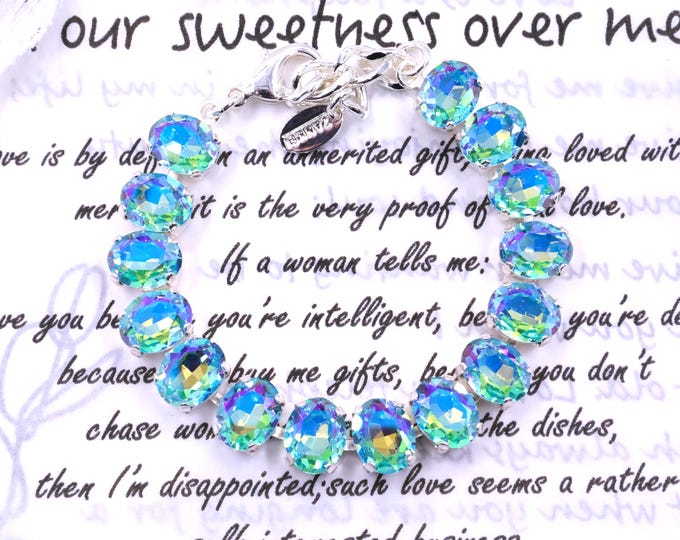 Cherry Blossom Pink Swarovski Crystal Bracelet: Oval Pink, Adjustable Bridal Jewelry