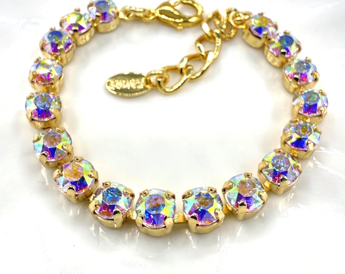 Austrian Crystal Bracelet: Random Color Mix, Adjustable Bridal Jewelry