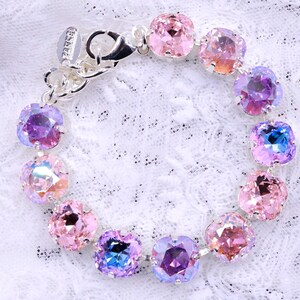 Regenboog Swarovski-kristalarmband - Roze en violet - Bruidssieraden