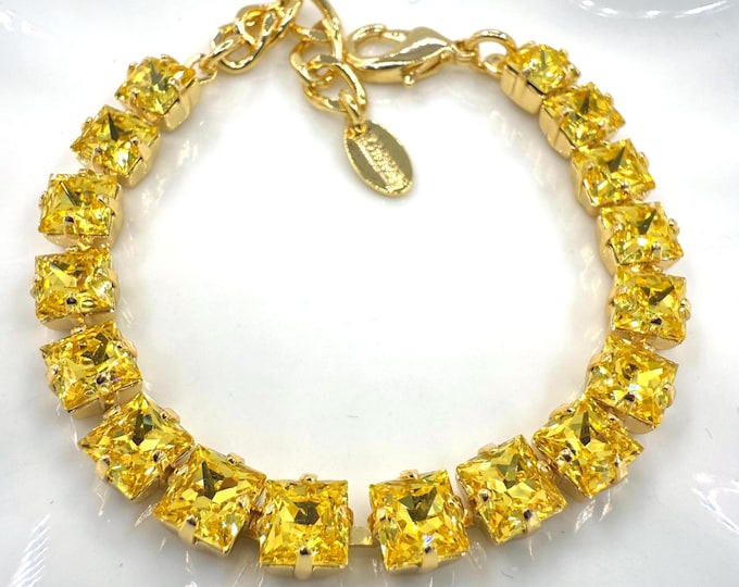 Austrian Crystal Bracelet:Golden sunflower Colorful color mixing, Adjustable Bridal Jewelry