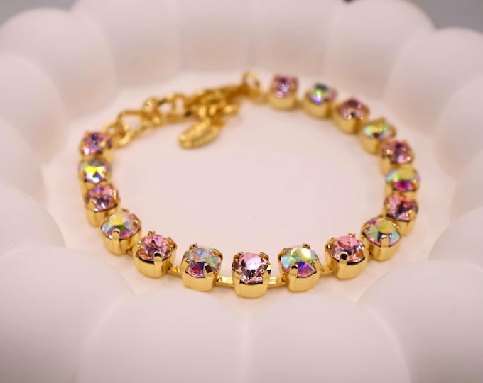 Austrian Crystal Bracelet: Random Color Mix, Adjustable Bridal Jewelry