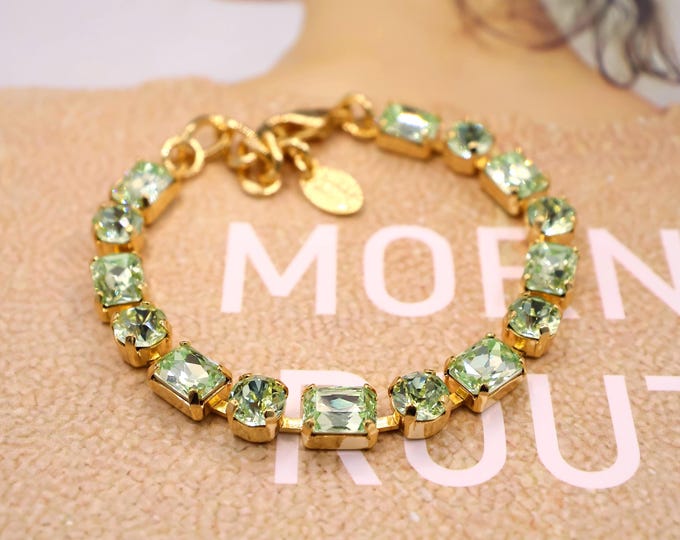 Austrian Crystal Bracelet:Noble olive Colorful color mixing, Adjustable Bridal Jewelry