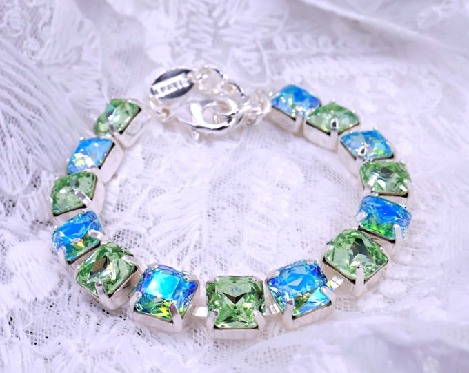 Erinite Noble Olives Aspen Cut Austrian Crystal Bracelet - Gold Plated Bridal Jewelry
