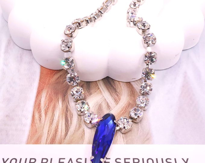 Large teardrop crystal Heart Pendant Necklace: Bridal Jewelry Gift