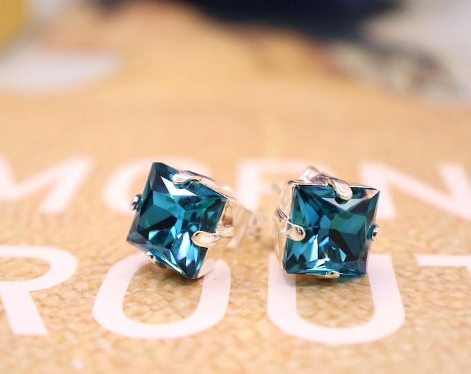 Austrian Copri blue Crystal Chandelier Earrings: Bride and bridesmaids Wedding Jewelry