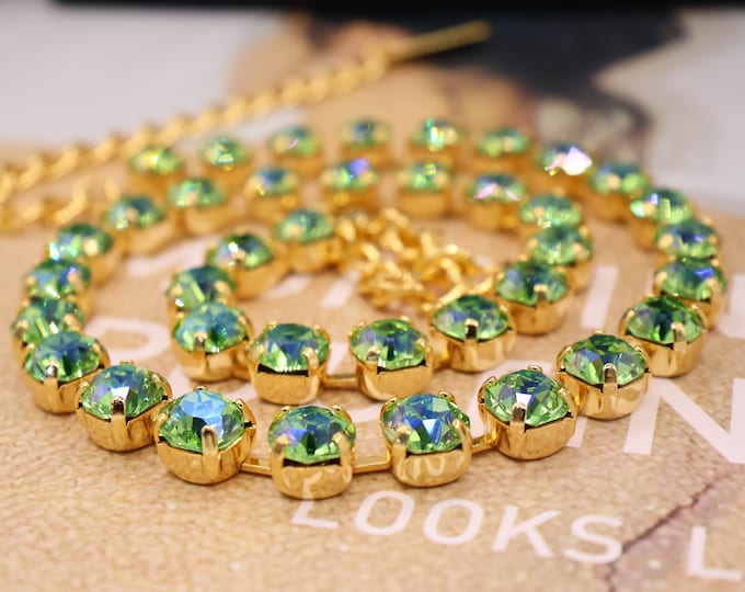 Perider Iridescence Crystal Tennis Necklace: Anna Wintour style Perider Iridescence Ombre Rainbow Boho Bridal Jewelry