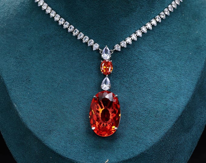 Classic Ruby Oval Necklace | Healing Crystal Pendant Jewelry, Perfect Bridesmaid Gifts for Weddings and Celebrations