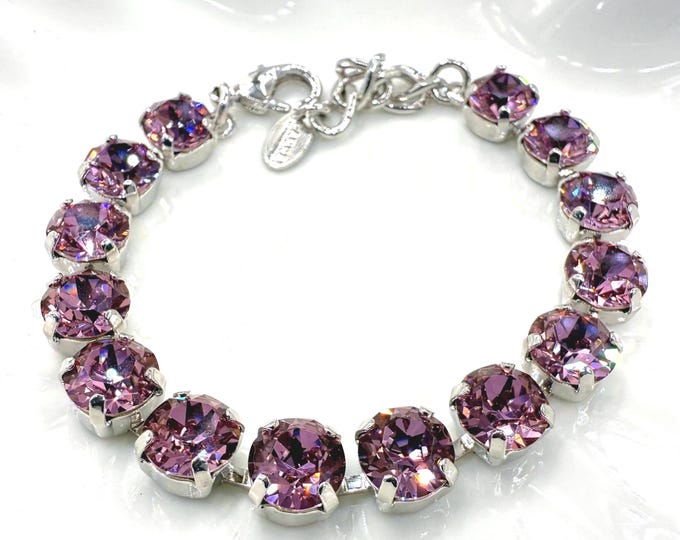 Amethyst Austrian Crystal Bracelet,suitable for bridal jewelry and bridesmaid gifts,adjustable length