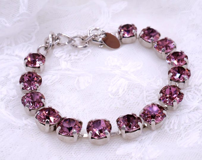 Amethyst Austrian Crystal Bracelet,suitable for bridal jewelry and bridesmaid gifts,adjustable length